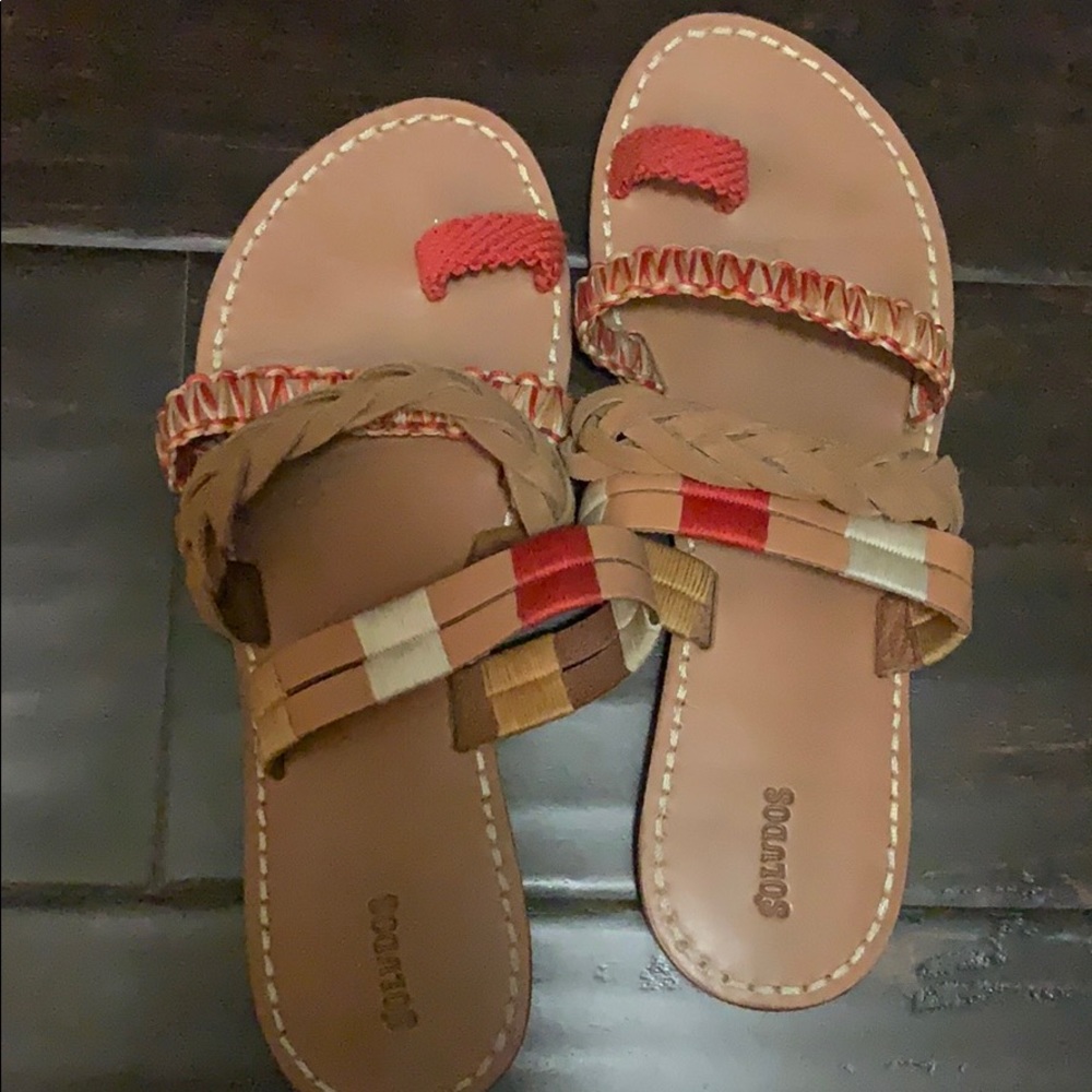 Soludos red and brown sandals